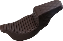 Load image into Gallery viewer, Saddlemen Step-Up Seat - Front Tuck-n-Roll/Rear Lattice Stitch - Brown - FL '08-'23 808-07B-176BR - Side View