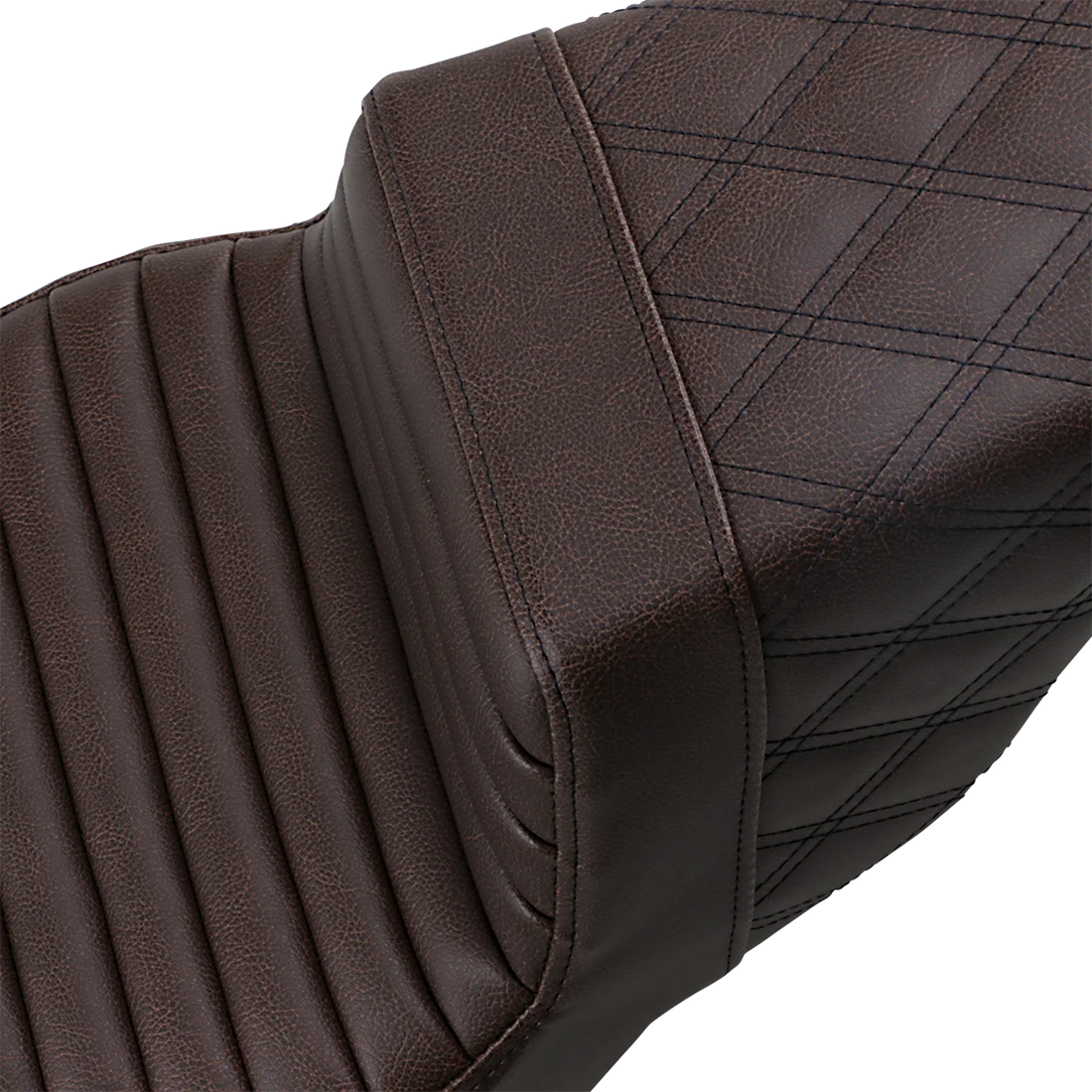 Saddlemen Step-Up Seat - Front Tuck-n-Roll/Rear Lattice Stitch - Brown - FL '08-'23 808-07B-176BR - Back View