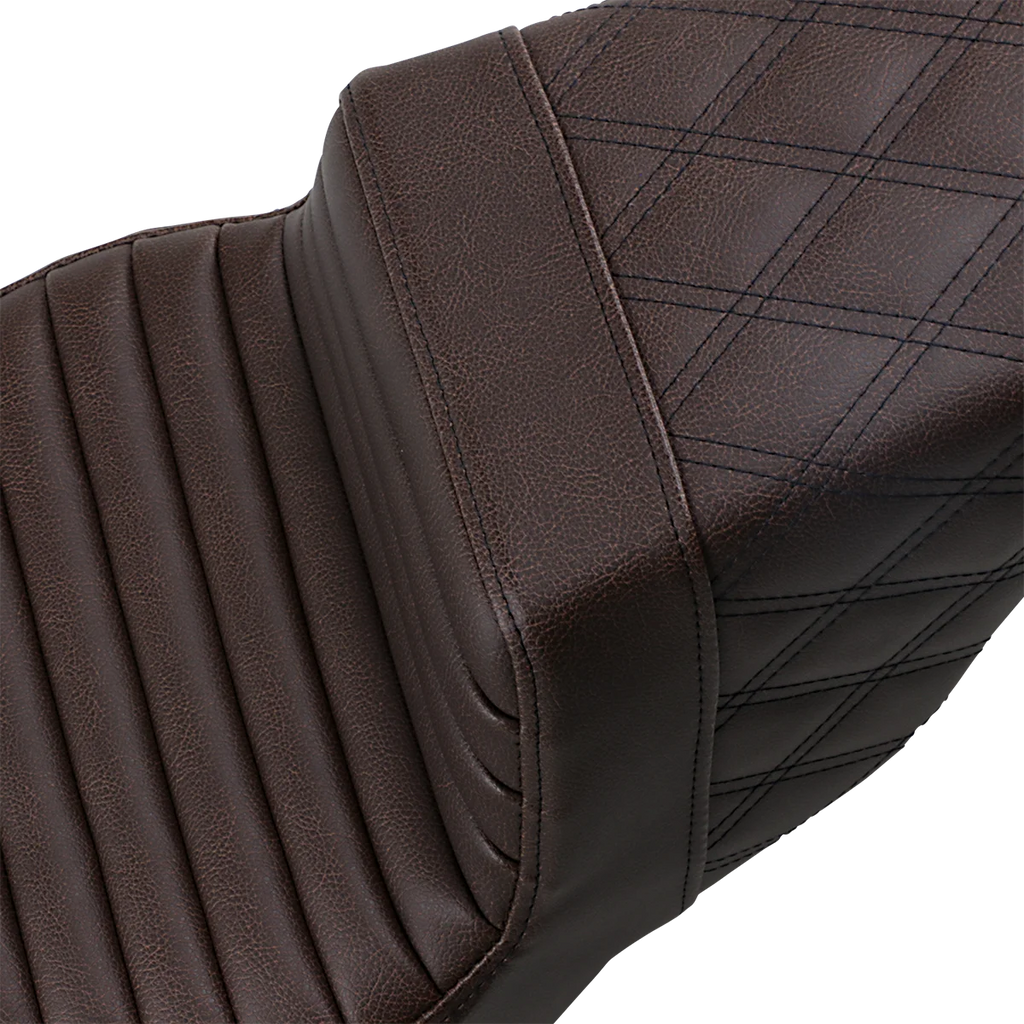 Saddlemen Step-Up Seat - Front Tuck-n-Roll/Rear Lattice Stitch - Brown - FL '08-'23 808-07B-176BR - Back View