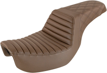 Load image into Gallery viewer, Saddlemen Step-Up Seat - Front Tuck-n-Roll/Rear Lattice Stitch - Brown 806-04-176BR - Main Product View