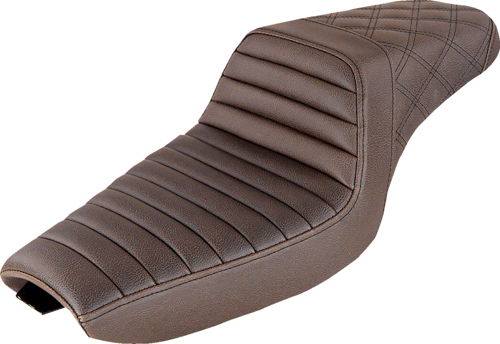 Saddlemen Step-Up Seat - Front Tuck-n-Roll/Rear Lattice Stitch - Brown 807-03-176BR - Main Product View