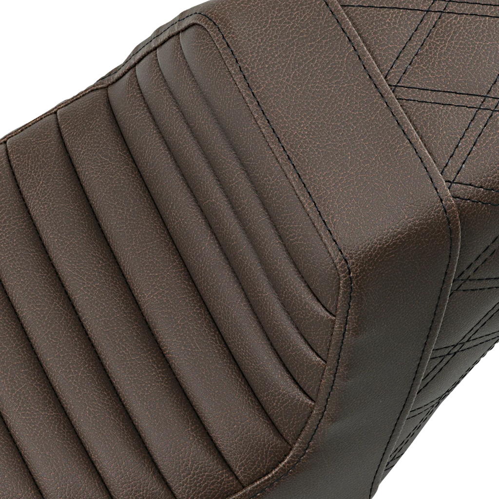 Saddlemen Step-Up Seat - Front Tuck-n-Roll/Rear Lattice Stitch - Brown 807-11-176BR - Side View