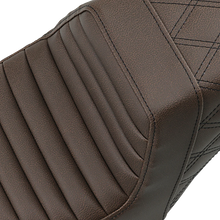 Load image into Gallery viewer, Saddlemen Step-Up Seat - Front Tuck-n-Roll/Rear Lattice Stitch - Brown 807-11-176BR - Side View