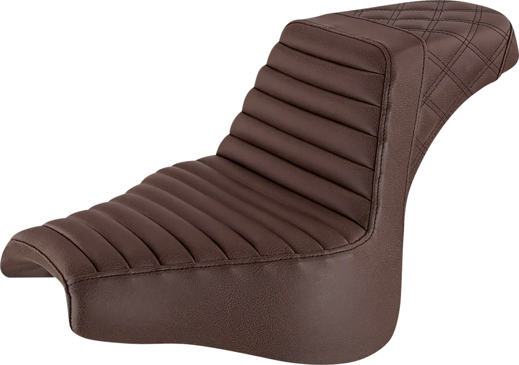 Saddlemen Step-Up Seat - Front Tuck-n-Roll/Rear Lattice Stitch - Brown 818-28-176BR - Main Product View