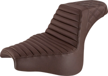 Load image into Gallery viewer, Saddlemen Step-Up Seat - Front Tuck-n-Roll/Rear Lattice Stitch - Brown 818-28-176BR - Main Product View