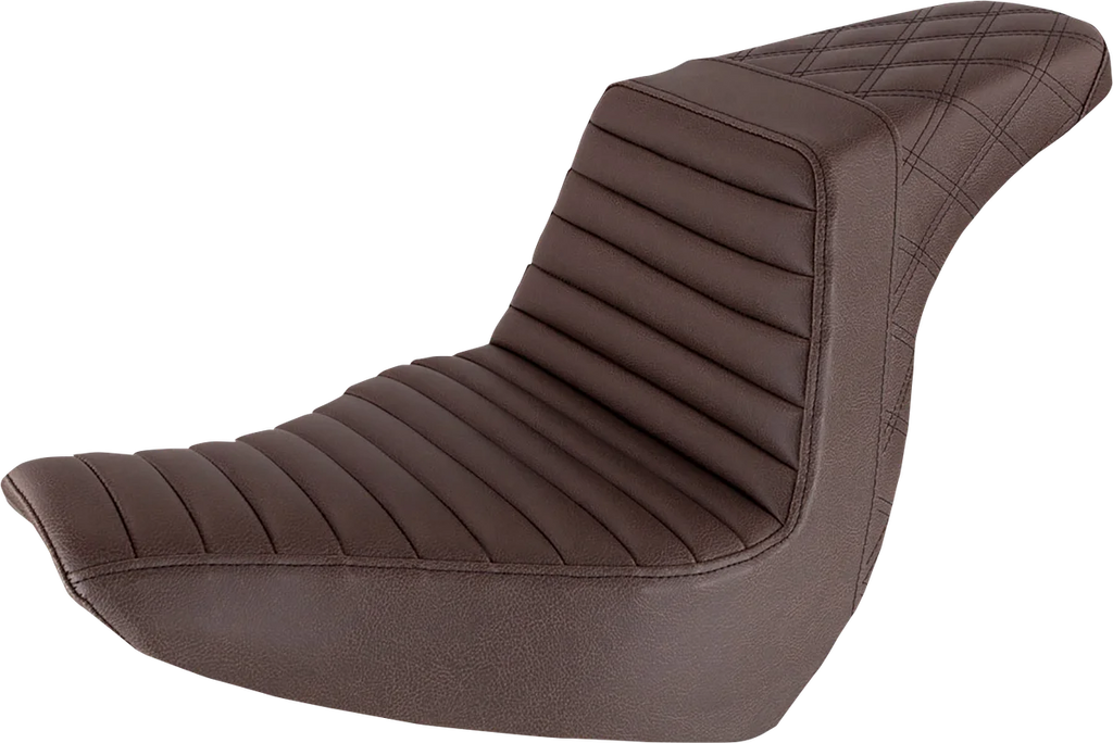 Saddlemen Step-Up Seat - Front Tuck-n-Roll/Rear Lattice Stitch - Brown 818-29-176BR - Main Product View