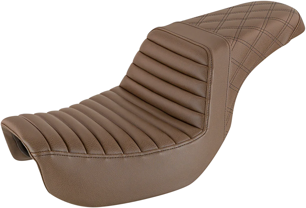 Saddlemen Step-Up Seat - Front Tuck-n-Roll/Rear Lattice Stitch - Brown 818-30-176BR - Main Product View