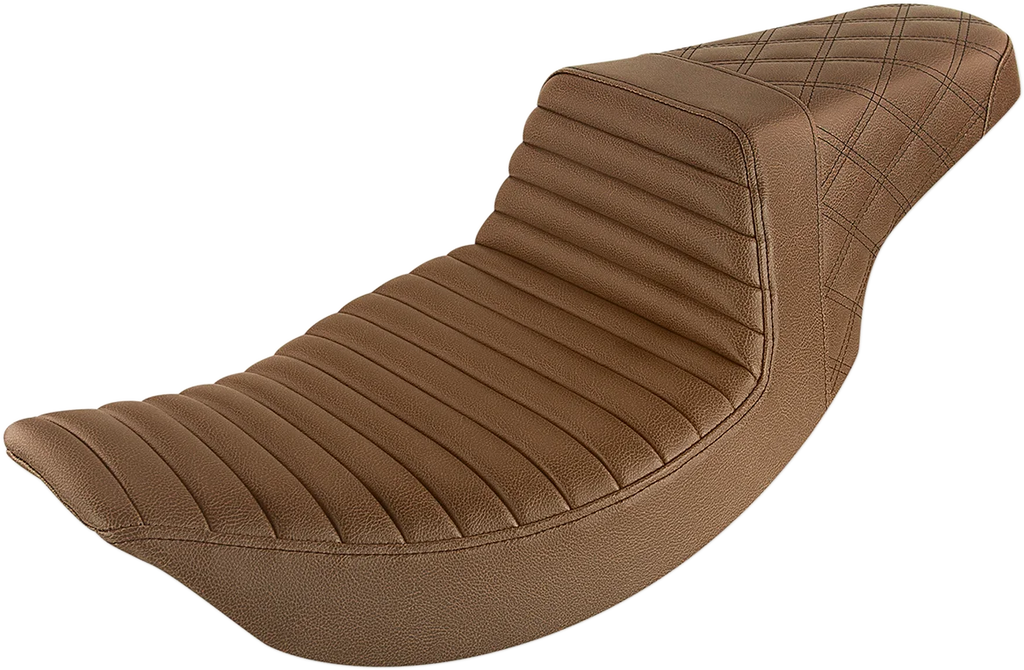 Saddlemen Step-Up Seat - Front Tuck-n-Roll/Rear Lattice Stitch - Brown 897-06-176BR - Main Product View