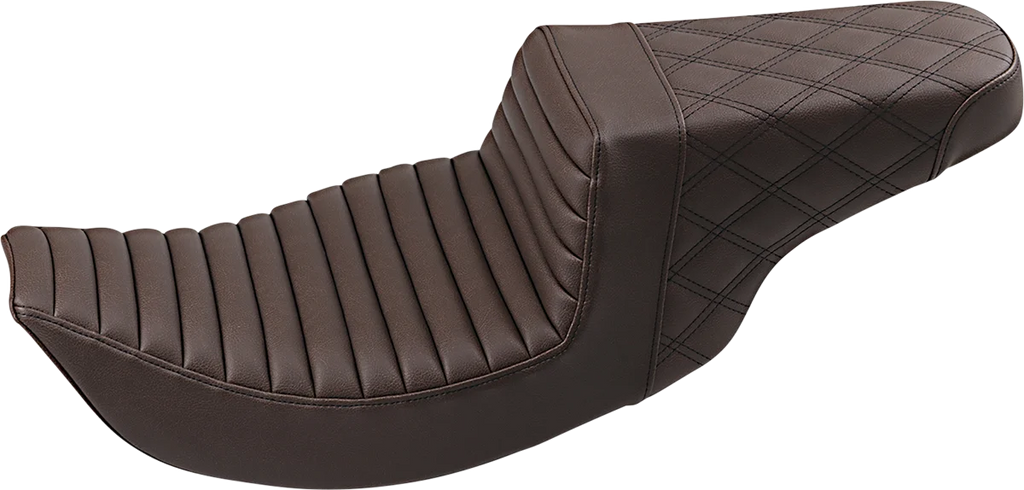 Saddlemen Step-Up Seat - Front Tuck-n-Roll/Rear Lattice Stitch - Brown 897-06-176BR - Side View