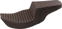 Load image into Gallery viewer, Saddlemen Step-Up Seat - Front Tuck-n-Roll/Rear Lattice Stitch - Brown 897-06-176BR - Side View