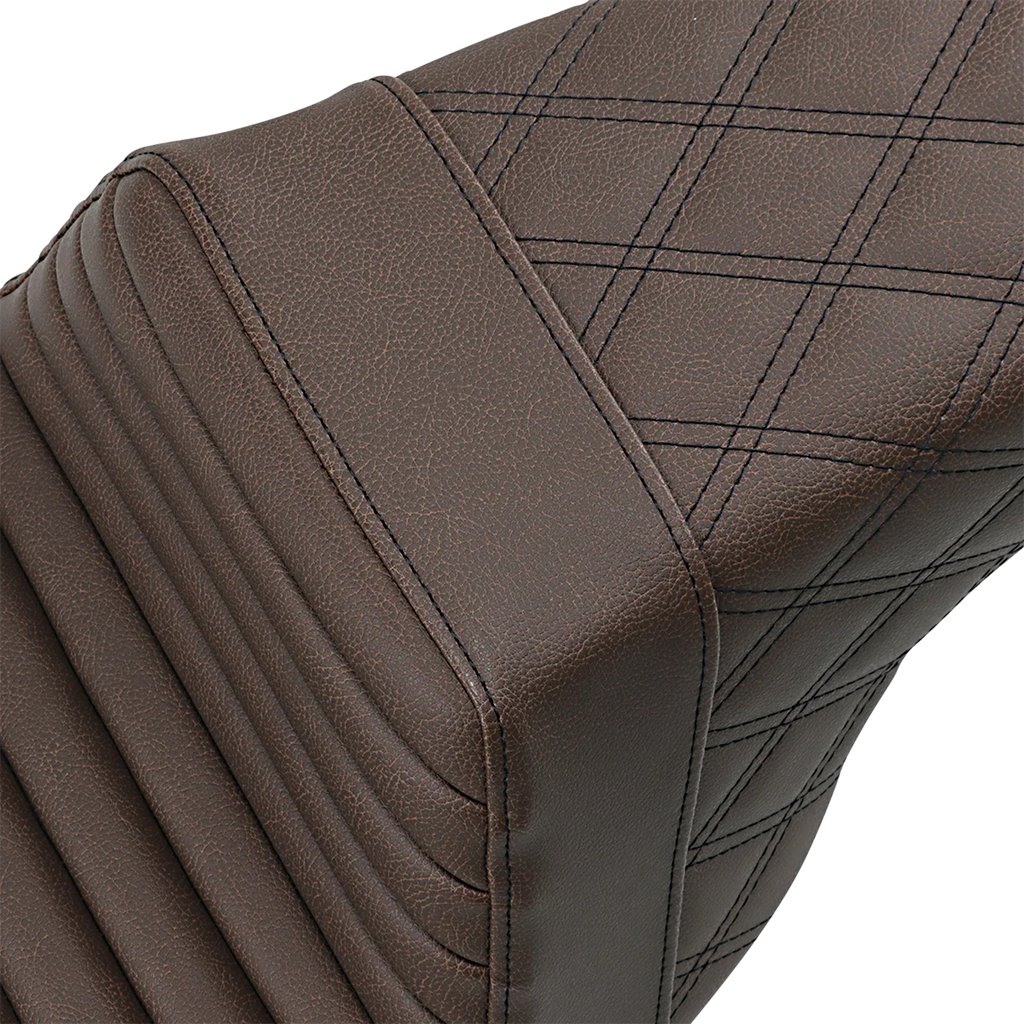 Saddlemen Step-Up Seat - Front Tuck-n-Roll/Rear Lattice Stitch - Brown 897-06-176BR - Back View