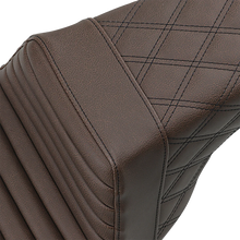 Load image into Gallery viewer, Saddlemen Step-Up Seat - Front Tuck-n-Roll/Rear Lattice Stitch - Brown 897-06-176BR - Back View