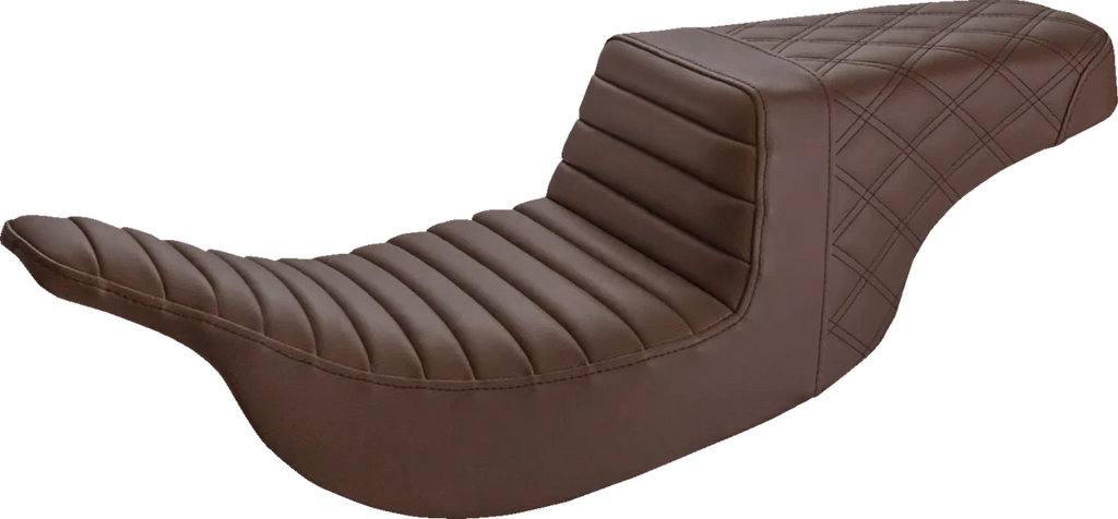 Saddlemen Step-Up Seat - Front Tuck-n-Roll/Rear Lattice Stitch - Brown 897-07-176BR - Main Product View