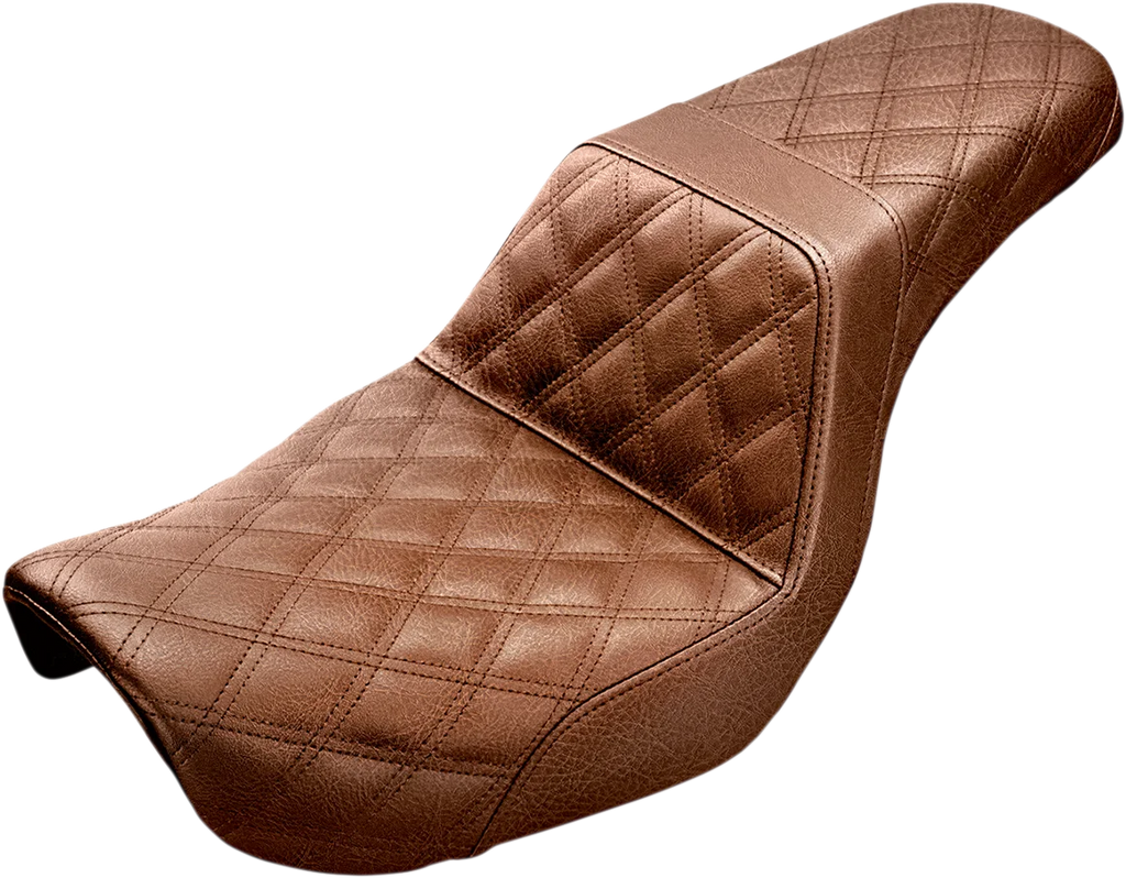 Saddlemen Step-Up Seat - Full Lattice Stitch - Brown - Dyna 804-04-175BR - Main Product View