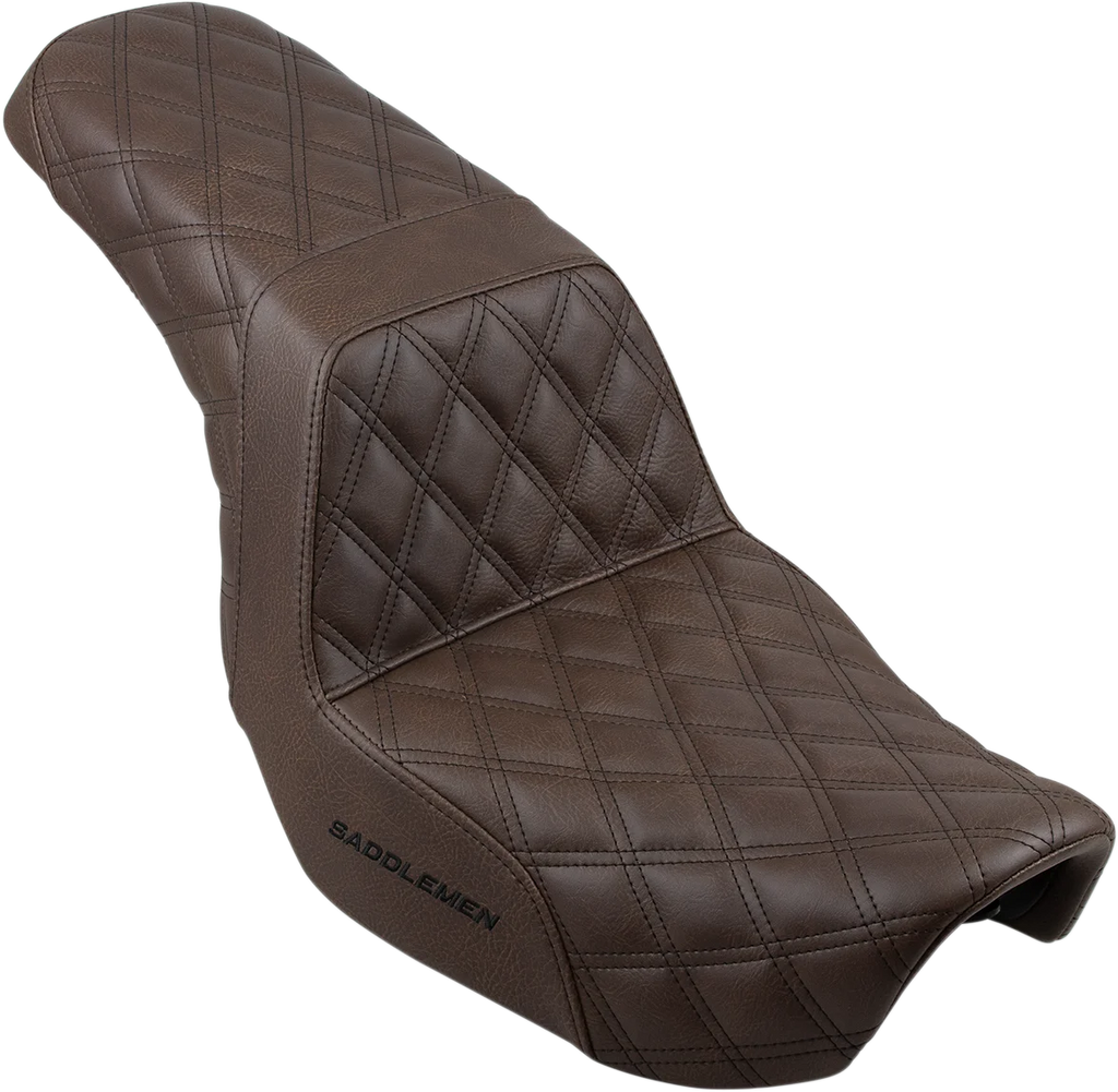 Saddlemen Step-Up Seat - Full Lattice Stitch - Brown - Dyna 806-04-175BR - Main Product View