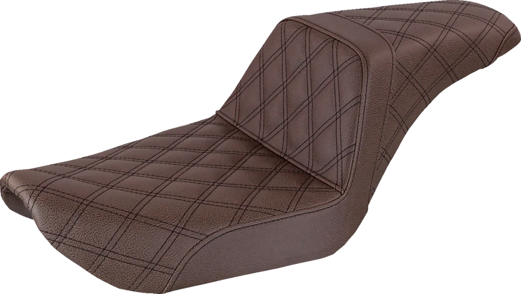 Saddlemen Step-Up Seat - Full Lattice Stitch - Brown - Dyna 896-04-175BR - Main Product View