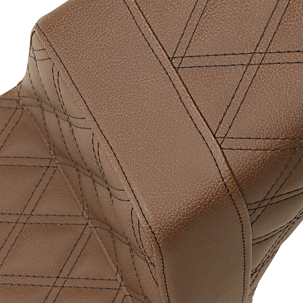Saddlemen Step-Up Seat - Full Lattice Stitch - Brown - Scout Bobber I18-33-175BR - Side View