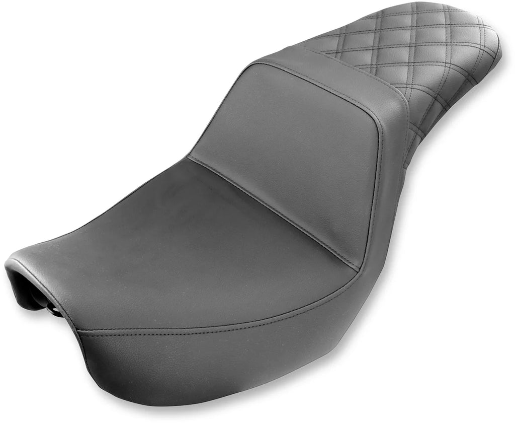 Saddlemen Step-Up Seat - Rear Lattice Stitched - Black - Dyna 804-04-173 - Side View