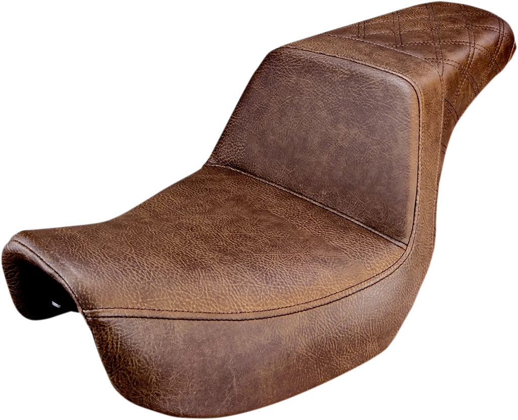 Saddlemen Step-Up Seat - Rear Lattice Stitched - Brown - Dyna 806-04-173BR - Main Product View