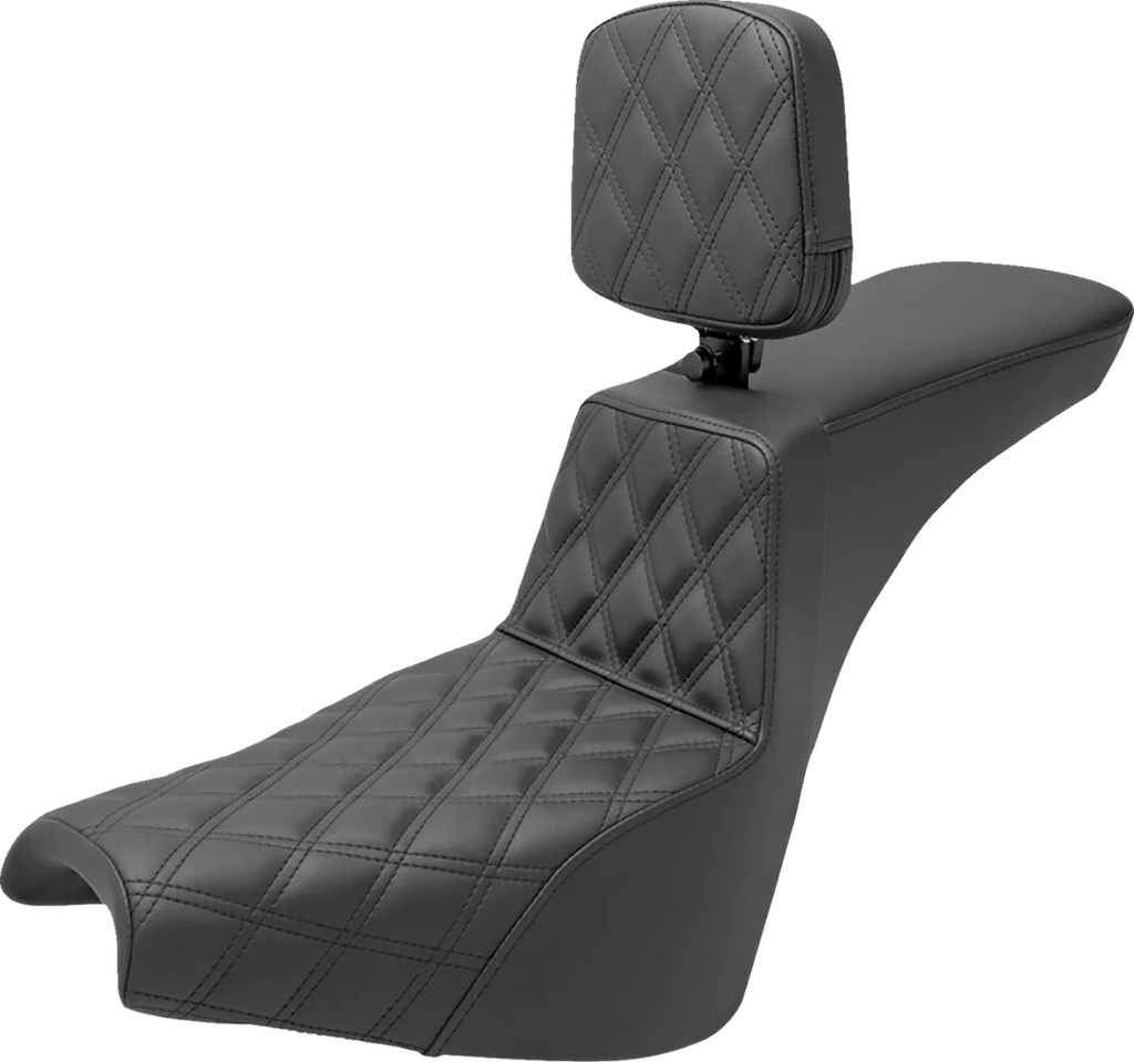 Saddlemen Tour Step-Up Seat - Rider Backrest - Front Lattice Stitch - FXBB/FXST '18-'23 818-30-192BR - Main Product View