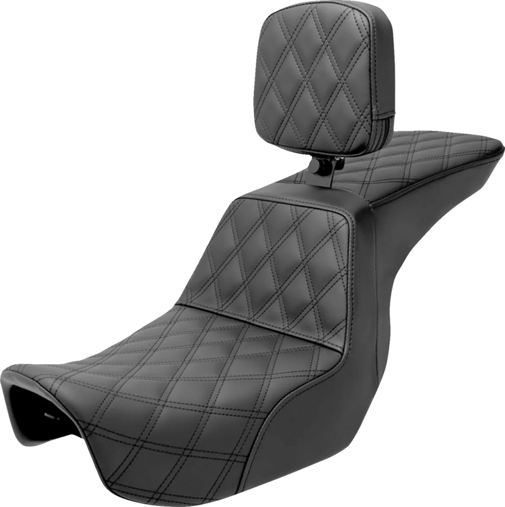 Saddlemen Tour Step-Up Seat - Rider Backrest - Full Lattice Stitch - Dyna '06-'17 806-04-195BR - Main Product View