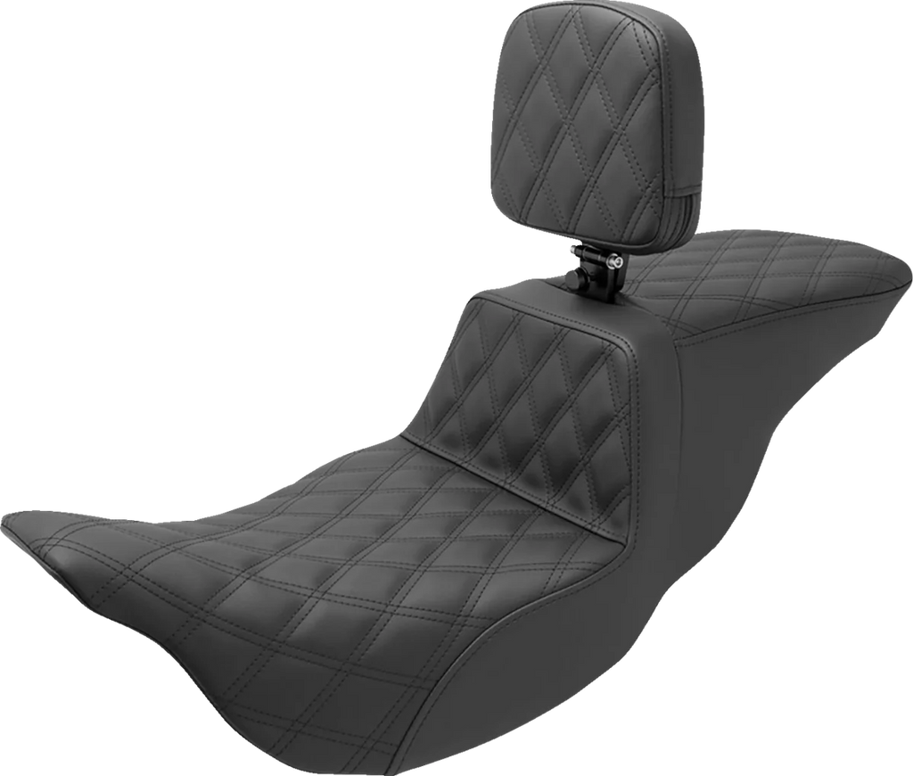 Saddlemen Tour Step-Up Seat - Rider Backrest - Full Lattice Stitch - FL '08-'23 808-07B-195BR - Main Product View