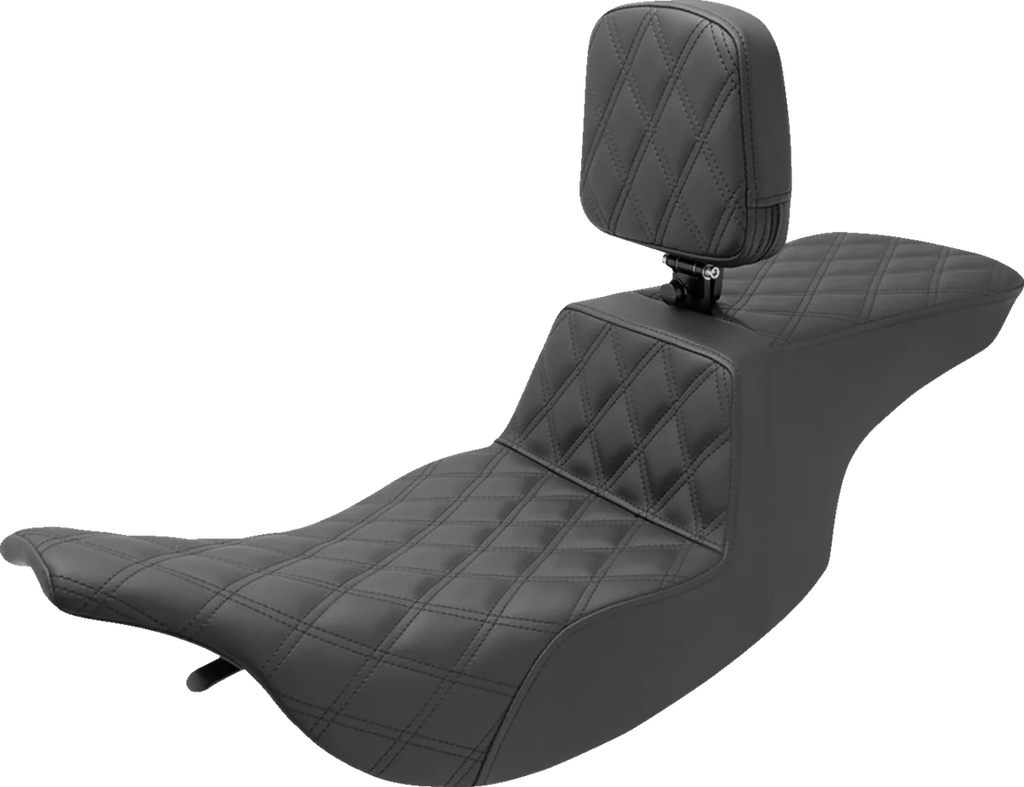 Saddlemen Tour Step-Up Seat - Rider Backrest - Full Lattice Stitch - FL '97-'07 897-07-195BR - Main Product View