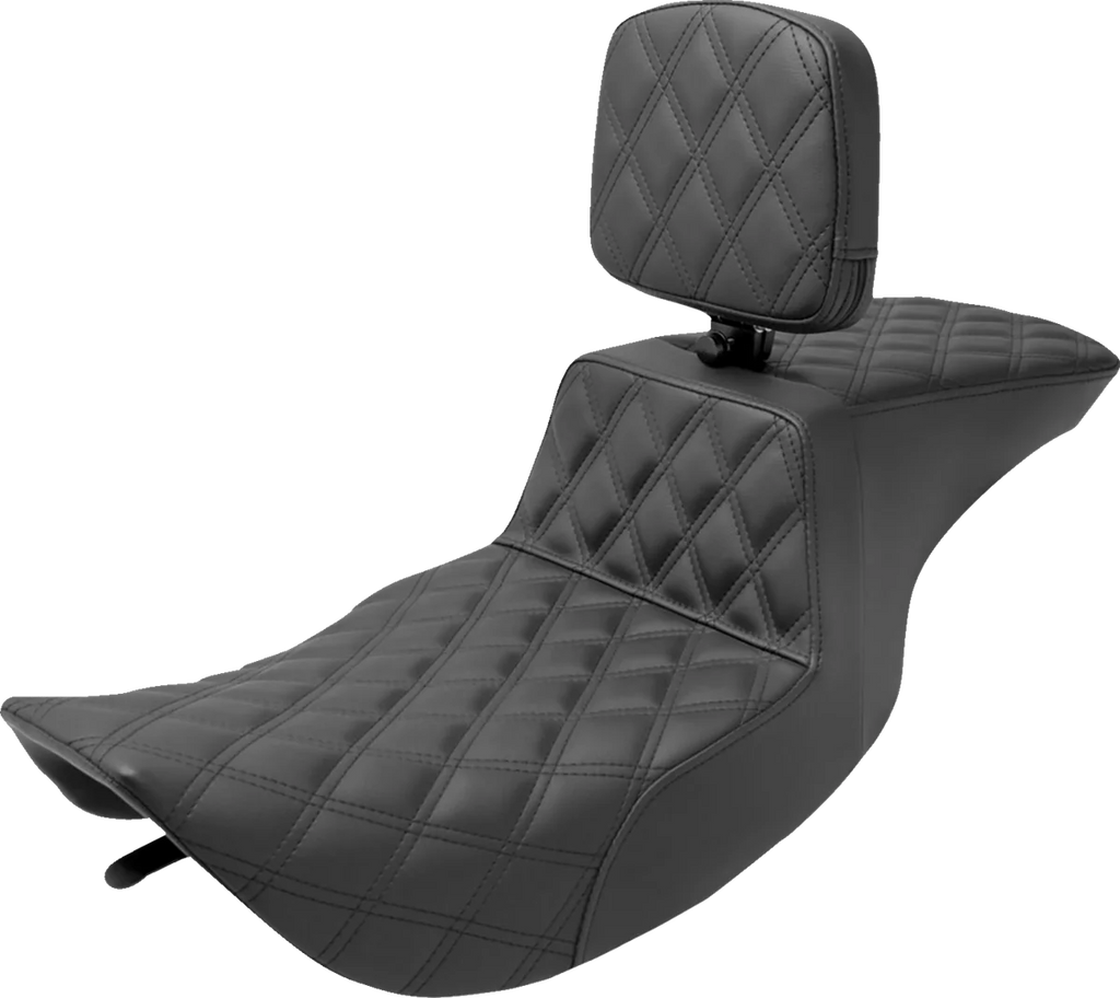 Saddlemen Tour Step-Up Seat - Rider Backrest - Full Lattice Stitch - FLHR/FLHX '97-'07 897-06-195BR - Main Product View