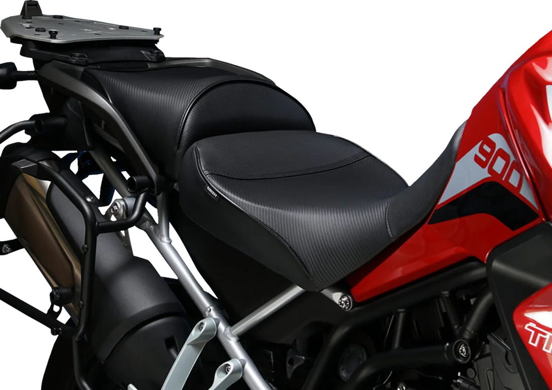 Sargent Seat Two Piece Seat - CFX - Black Welt - Tiger 900 GT '20-'23 - Side View