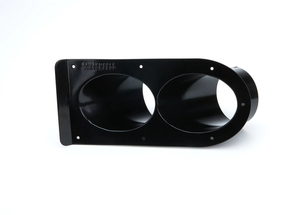 Schoenfeld Headers Pipe Shield Black Dual Outlet 3-1/2in 45 Degree 350TSB-45-2