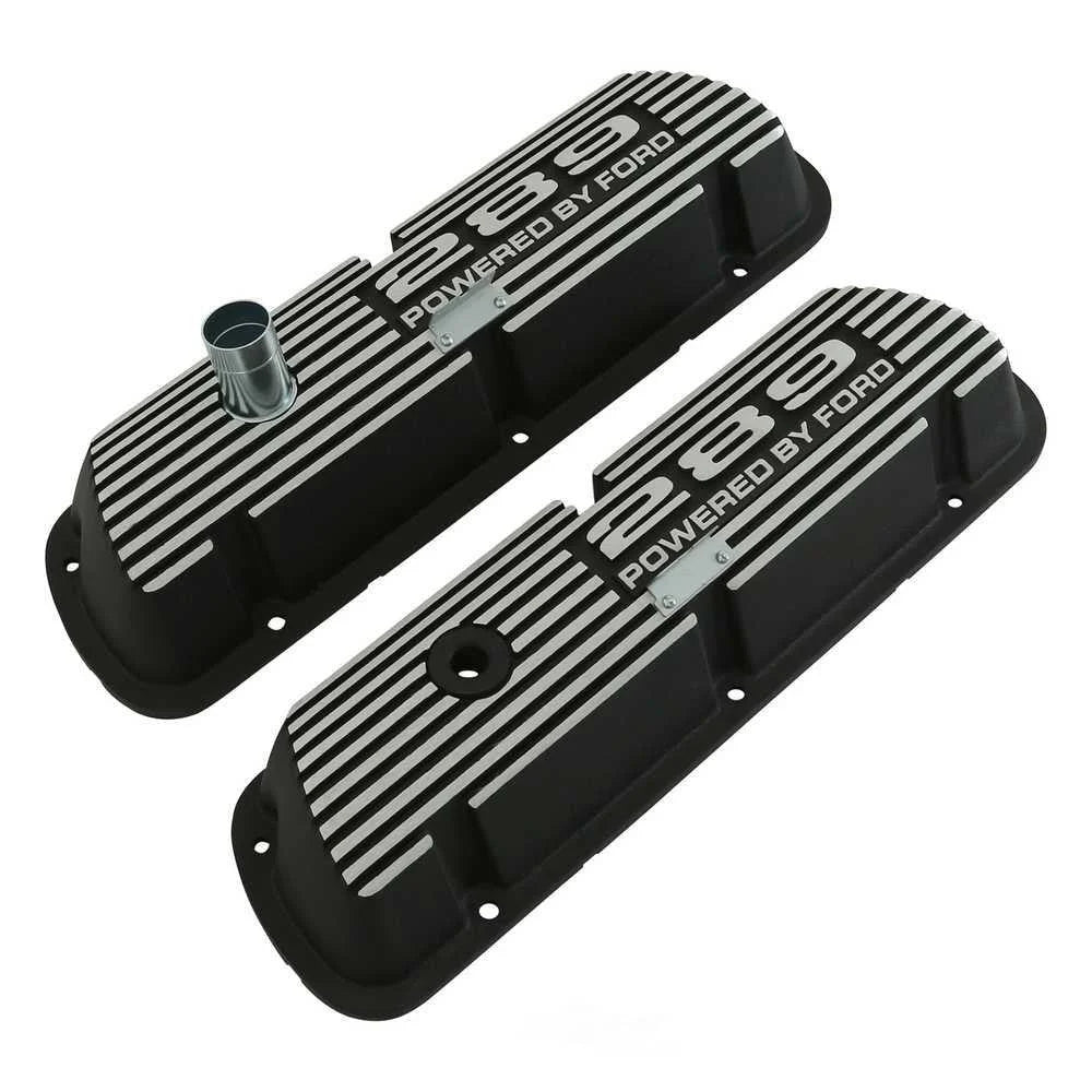 Scott Drake Aluminum Valve Covers Black Powder Coat 6A582-289 fits 1964-1968 Ford Mustang 289 - Side View