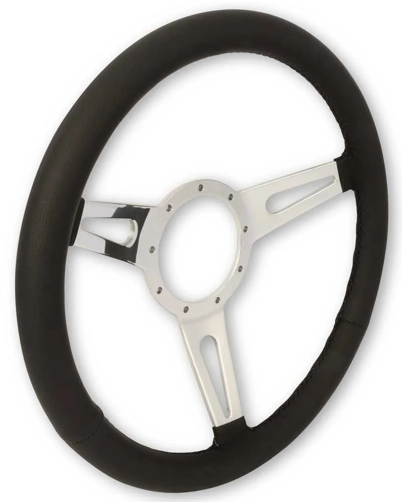 Scott Drake Corso Feroce 15" Black Leather Steering Wheel 9 Hole S1MS-3600-BK fits 1965-1973 Ford Mustang - Additional View 5