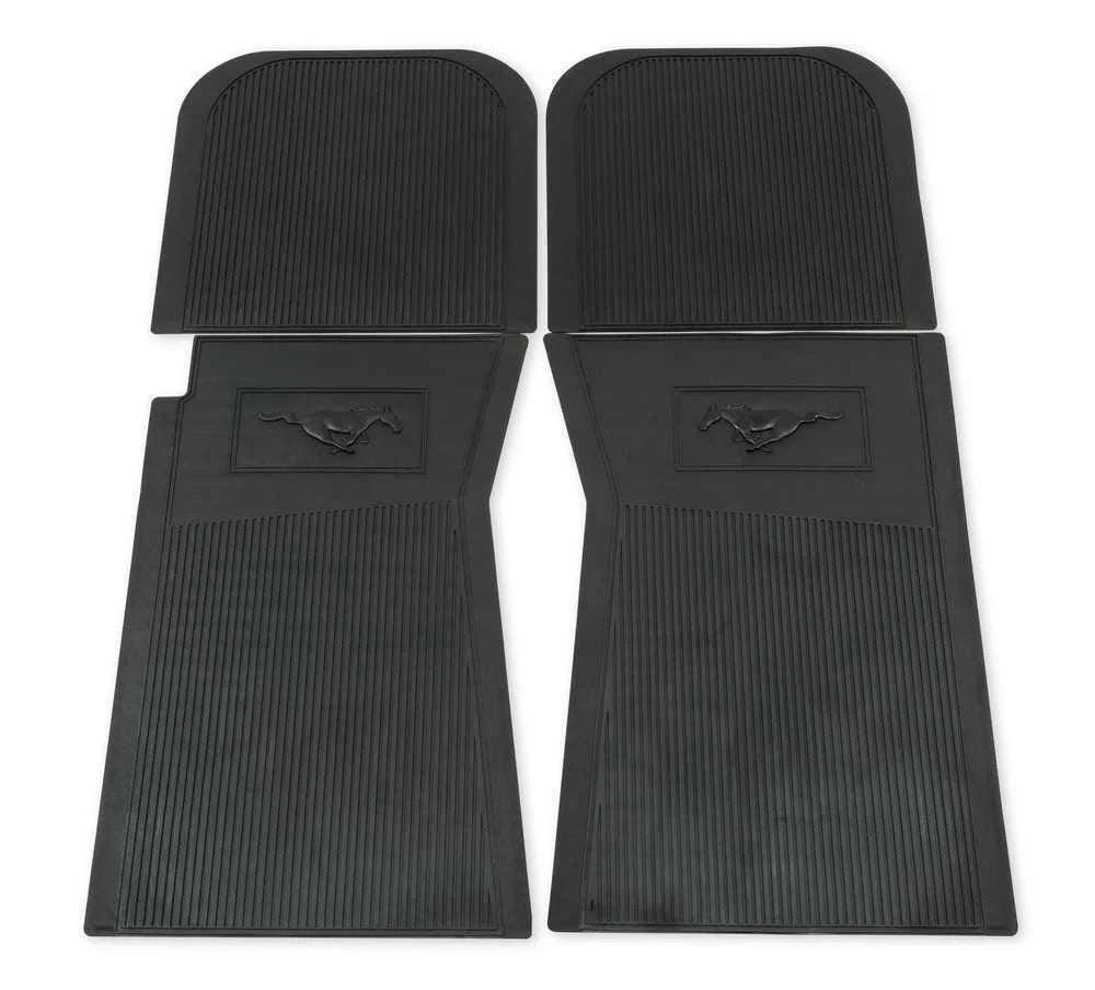 Scott Drake Floor Mat Set Rubber with Running Horse Logo C5ZZ-6513086-BK fits 1965-1966 Ford Mustang - Side View