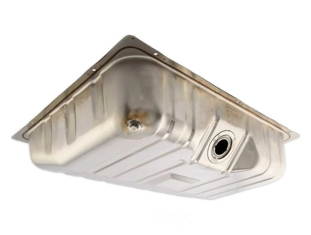 Scott Drake Polished Stainless Steel Fuel Tank with Drain Plug C5ZZ-9002-SS fits 1964-1968 Ford Mustang - Installation View