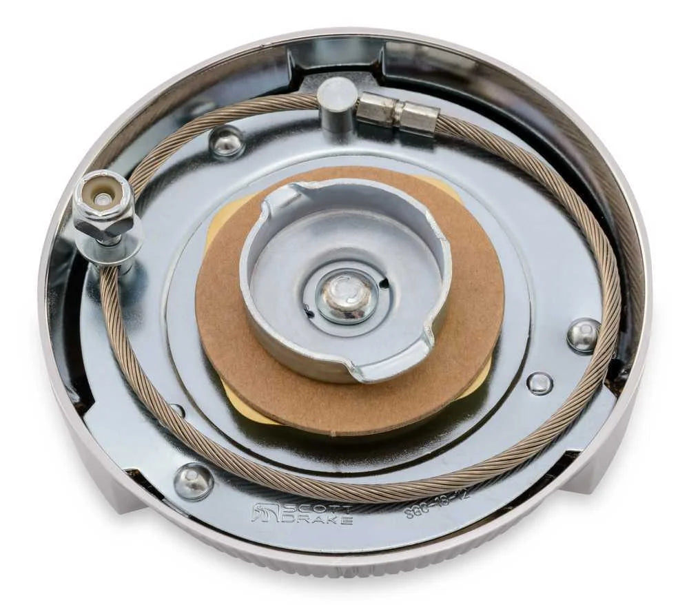 Scott Drake Standard Gas Cap Running Logo C7ZZ-9030-A fits 1967 Ford Mustang - Side View