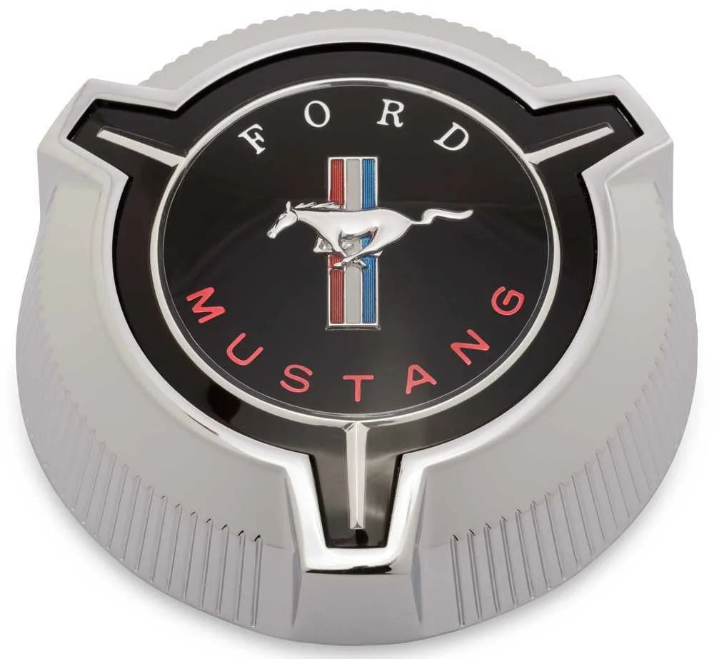 Scott Drake Standard Gas Cap Running Logo C7ZZ-9030-A fits 1967 Ford Mustang - Installation View