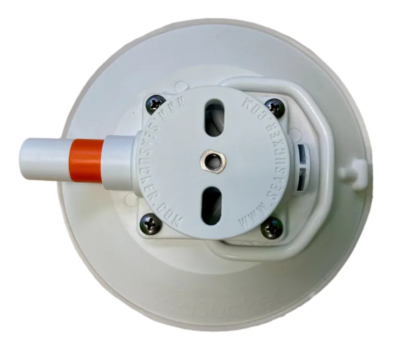 SeaSucker 4.5in. SeaSucker w/Flat-Top Stainless Steel D-Ring - White - Side View