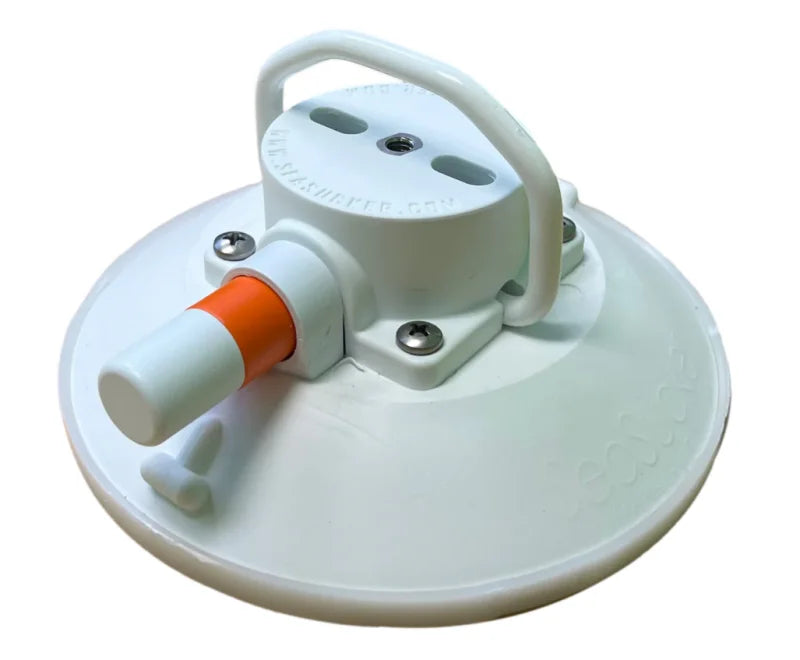 SeaSucker 6in. SeaSucker w/Flat-Top Stainless Steel D-Ring - White - Side View