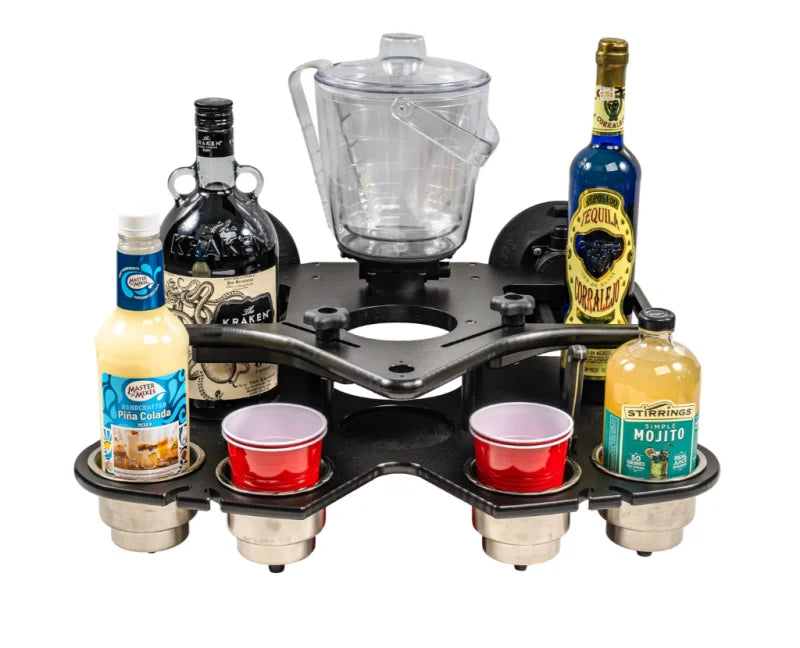 SeaSucker Double Decker Party Barge Portable Bar - Black - Side View