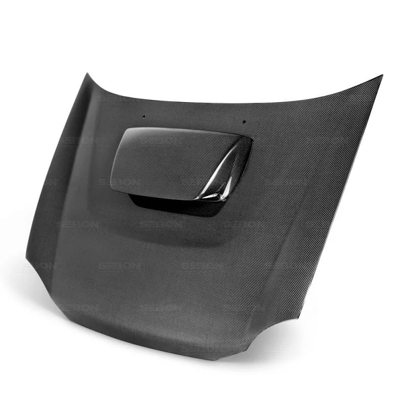 Seibon 02-03 Subaru WRX OEM Carbon Fiber Hood - Side View
