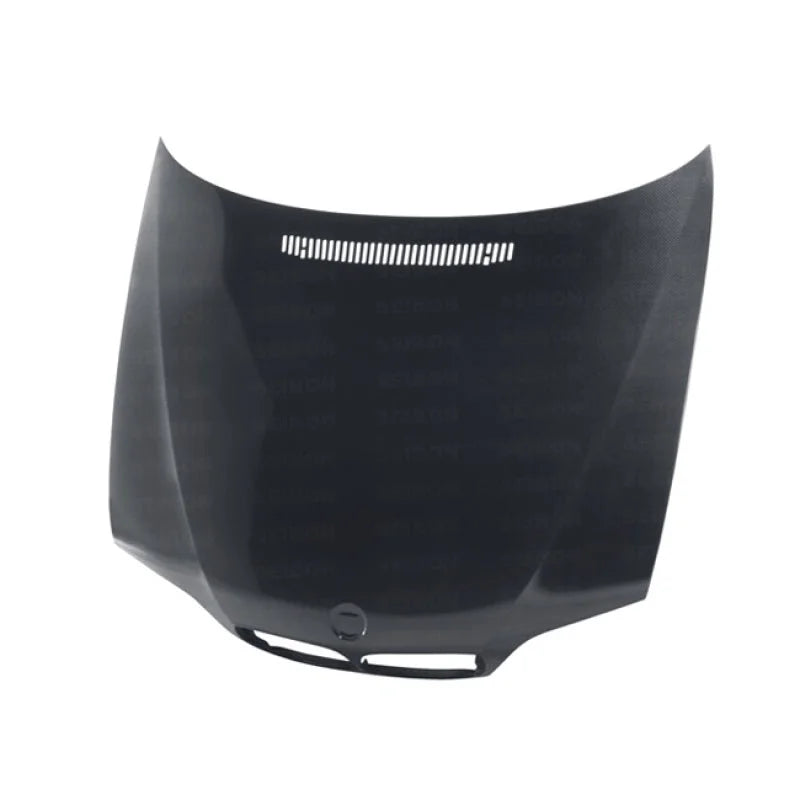 Seibon 02-05 BMW 3 Series 4dr E46 (Manuf Date 7/02-7/06 Models Only) OEM-Style Carbon Fiber Hood - Side View