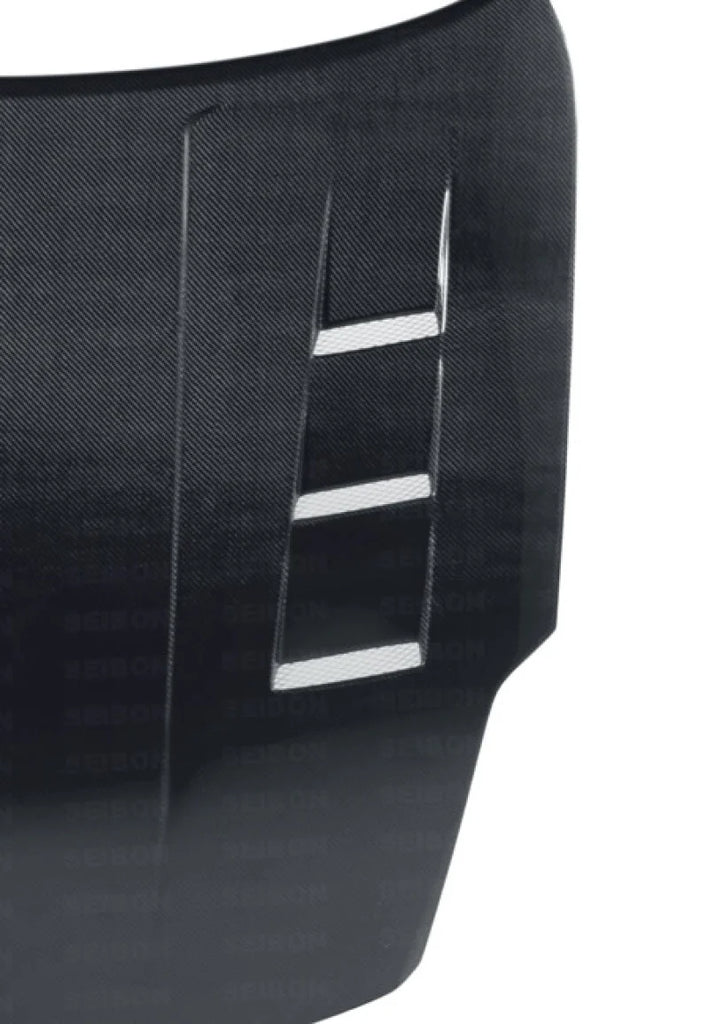 Seibon 02-06 Nissan 350Z TS Carbon Fiber Hood - Back View