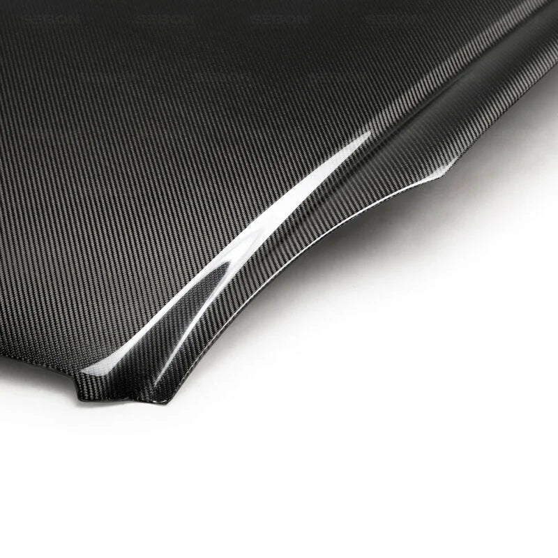 Seibon 03-07 Infiniti G35 Coupe OEM  Carbon Fiber Hood - Installation View