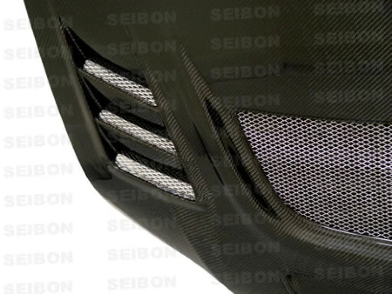 Seibon 03-07 Mitsubishi Evo 8 & 9 CW Carbon Fiber Hood - Back View