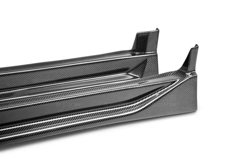 Seibon 04-05 Subaru WRX CW Carbon Fiber Side Skirts - Back View
