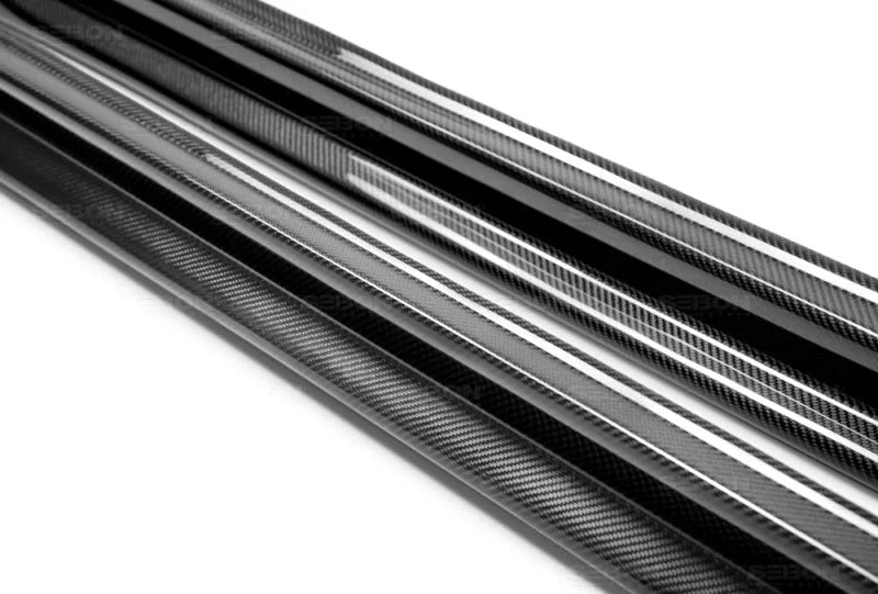Seibon 04-05 Subaru WRX CW Carbon Fiber Side Skirts - Installation View