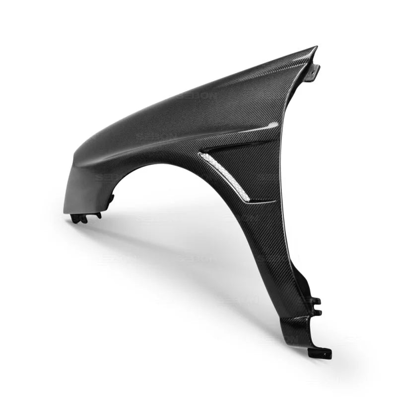 Seibon 04-05 Subaru WRX/STi 10mm Wider Carbon Fiber Fenders - Back View