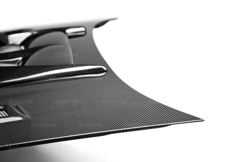 Seibon 04-05 Subaru WRX/STi CW Carbon Fiber Hood - Installation View