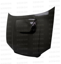 Load image into Gallery viewer, Seibon 04-05 Subaru WRX/STi OEM Carbon Fiber Hood - Installation View