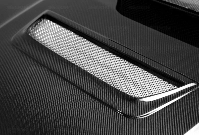 Seibon 04-05 Subaru WRX/STi RC Carbon Fiber Hood - Installation View